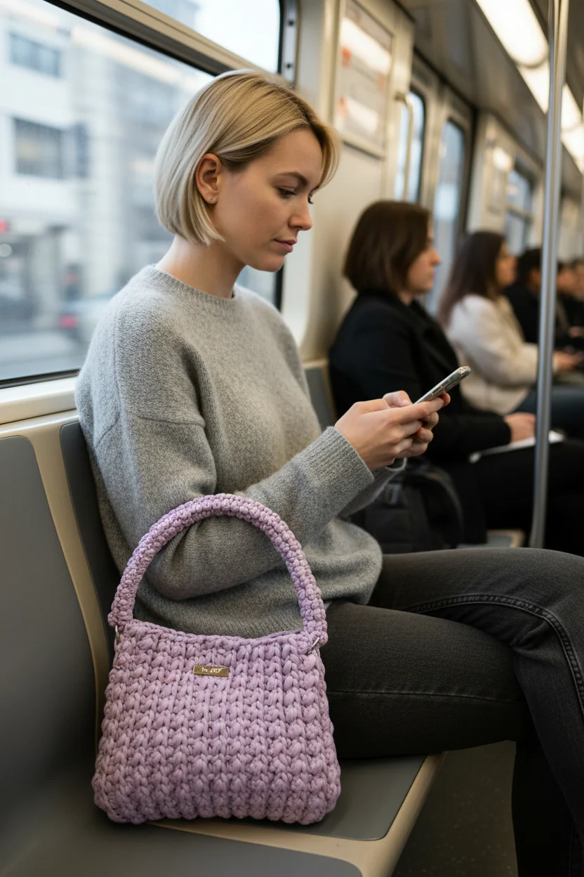 Lavender horgolt táska - HenciKincsei - Táskák - pólófonal